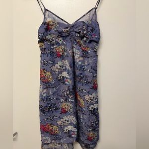 American Eagle Purple Floral Print Spaghetti Strap Dress